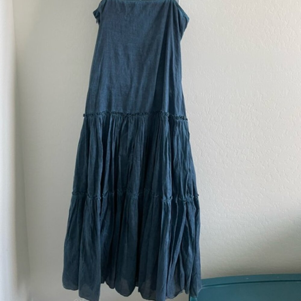 Lauren by Ralph Lauren Lace Trim Tiered Indigo Blue Boho sleeveless Dress 6 - Picture 4 of 6